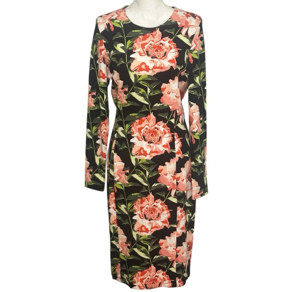 H&M Floral Bodycon Long Sleeve Formal Midi Dress NWT